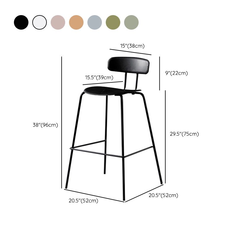 Luxurious Backrest Counter Stool with Metal Base Plastic Armless Cafe Bar Stool