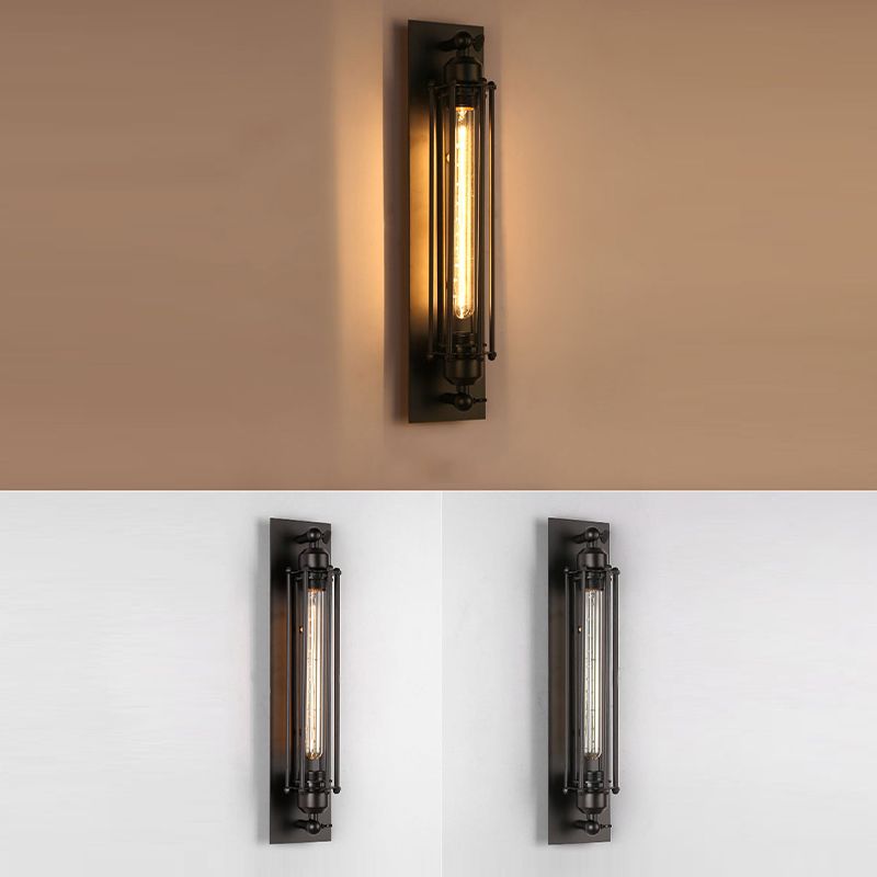 Unique Shape Wall Light Fixture Industrial Metal Wall Mounted Lighting in Black Finish