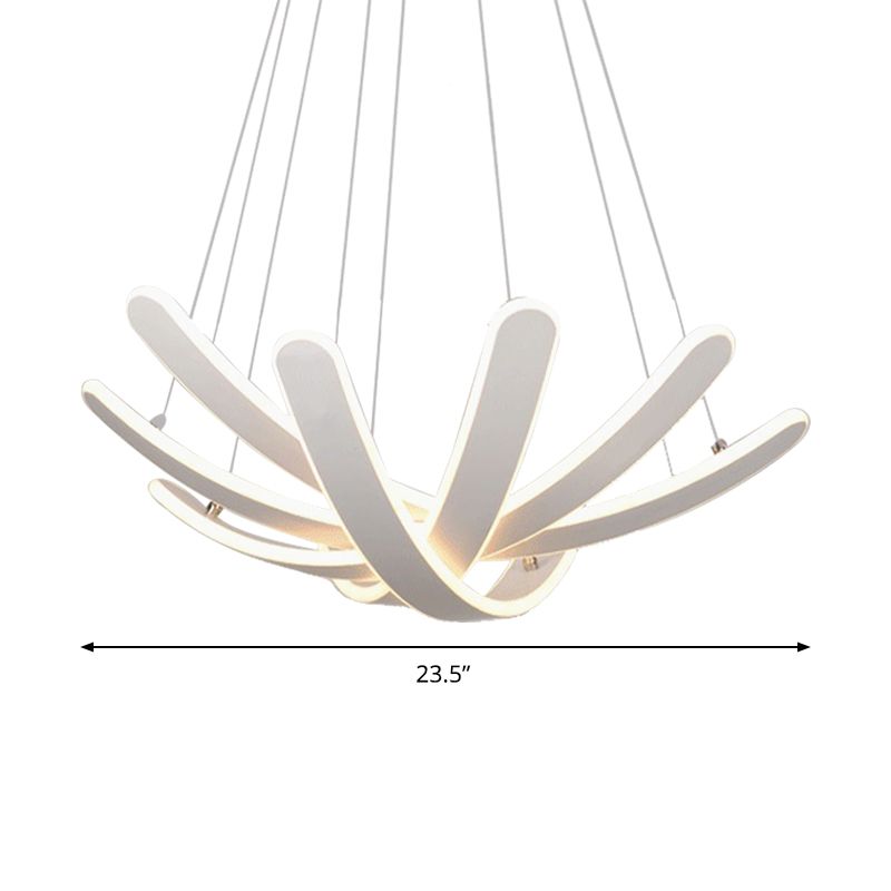 Petal-Shaped Bedroom Chandelier Pendant Acrylic LED Modernism Ceiling Lighting Fixture in Warm/White Light