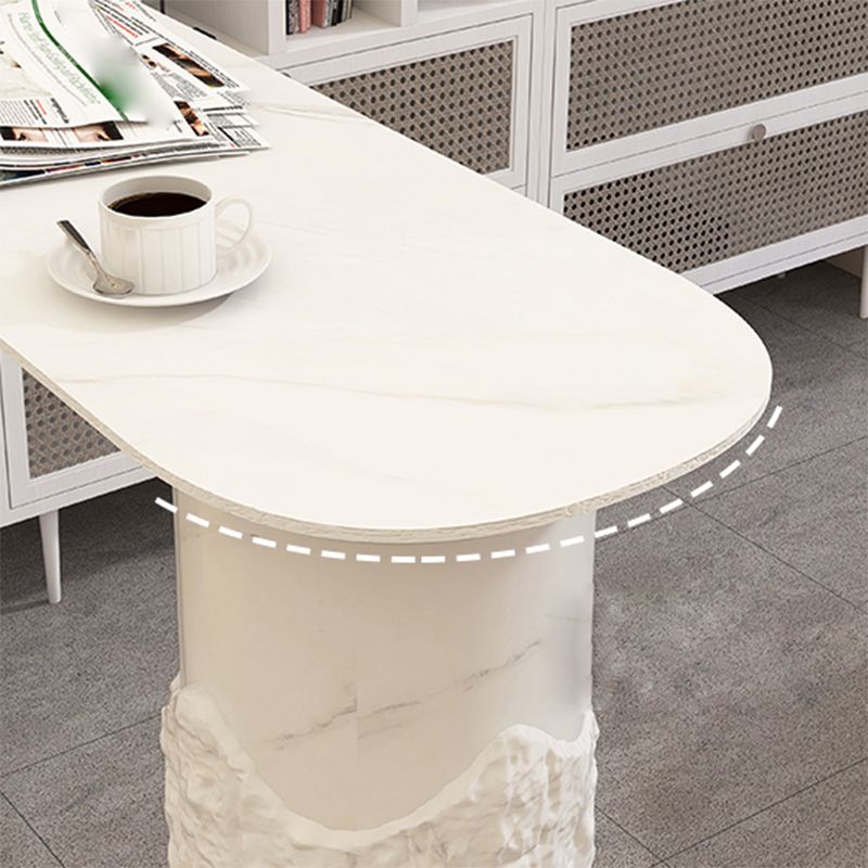 Modern Sintered Stone Bar Table White Specialty Bistro Table with Shelves