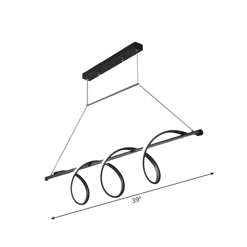 Acryl -Spiralkronleuchter leicht minimalistische LED Hängende Beleuchtung in Schwarz für Esszimmer