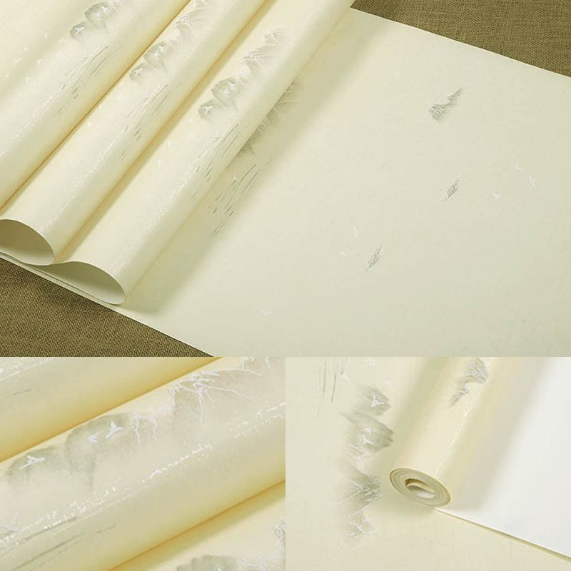 Ink Mountain Print Wallpaper Pastel Color Minimalist Wall Decor for Bedroom, Unpasted