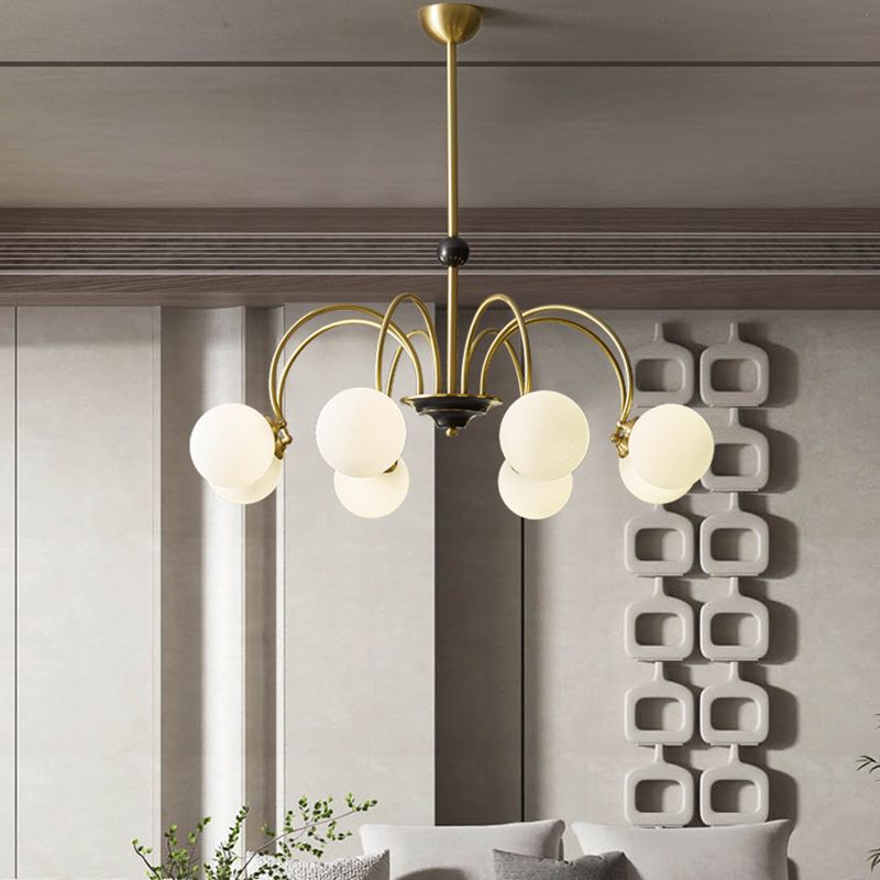 Spherical Shape Chandelier Light Modern Style Glass Multi Light Hanging Light for Bedroom