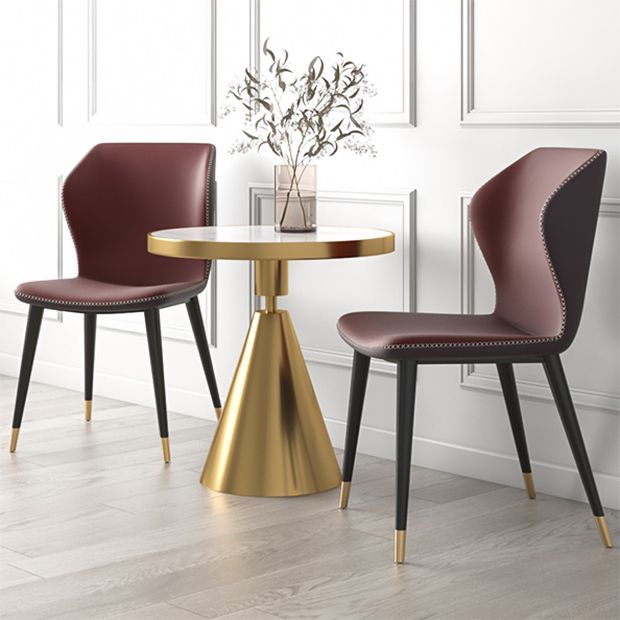 Sillas de comedor de cuero de estilo contemporáneo Wingback que cena la silla sin brazos para uso doméstico