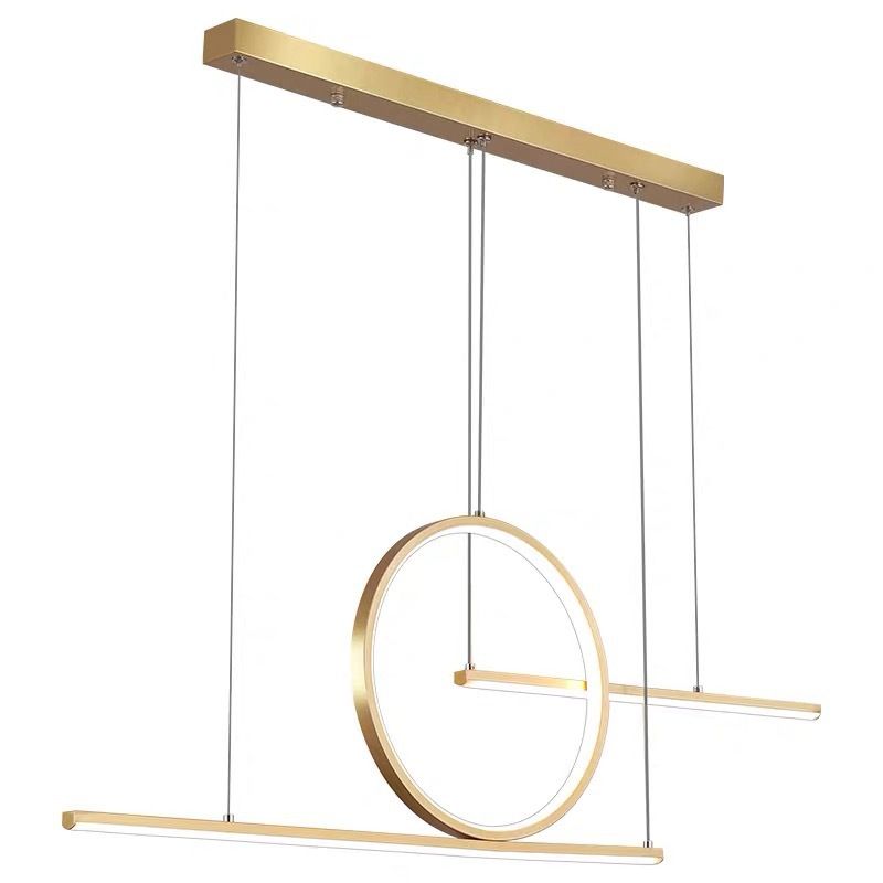 Linear Dining Room Illumining Metal Minimalista LED Drop Colgante con anillo de halo