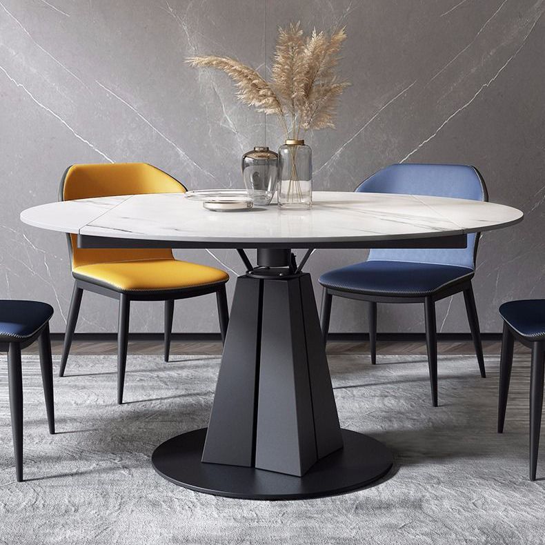 Modern Style Sintered Stone Dining Room Table Round Home Table with Metal Base