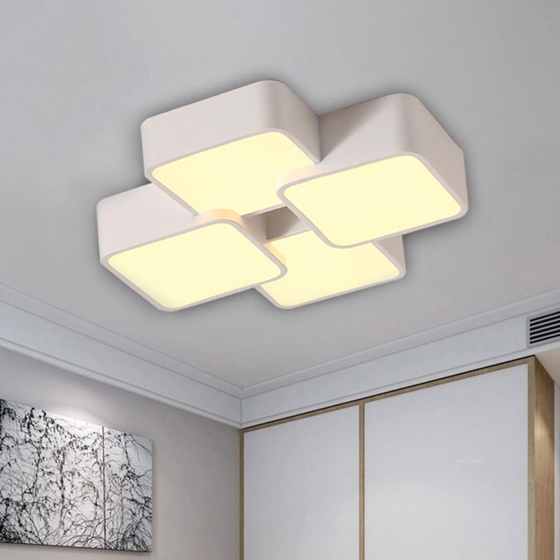 Diseño Cuadrado Vaciado de luz de techo Acrílico Modernista 4/6 Luces Acabado blanco Vaciado de luz fija en luz cálida/blanca