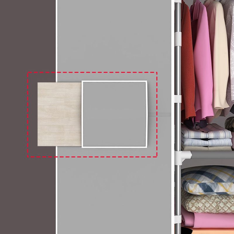 Hinged Wardrobe Cabinet with Garment Rod Steel Wardrobe Armoire