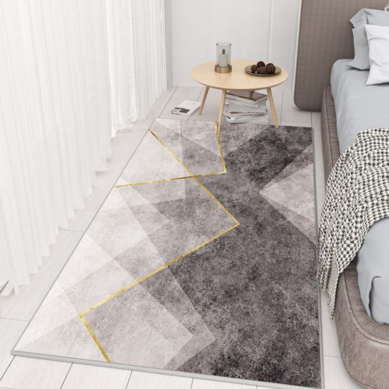 Grey Contemporary Rug Polyester Graphic Rug Non-Slip Backing Rug for Home Decor