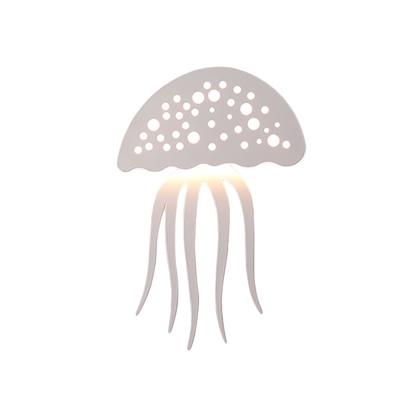 Jellyfish-Shape Sconce Lighting Cartoon Metal LED White Wall Lamp Fixture for Living Room