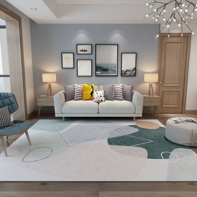 Light Gray Nordic Rug Polyester Color Piece Rug Washable Rug for Living Room