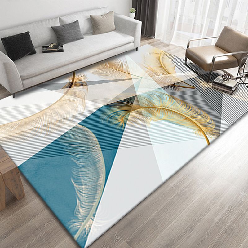 Contemporary Flowing Swirls Print Carpet Polyester Rug Stain Resistant Area Rug for Home Decoration