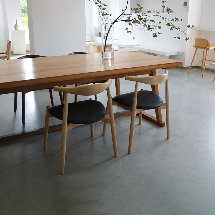 Modern Style Faux Leather Dining Chair Open Back Dining Side Chair