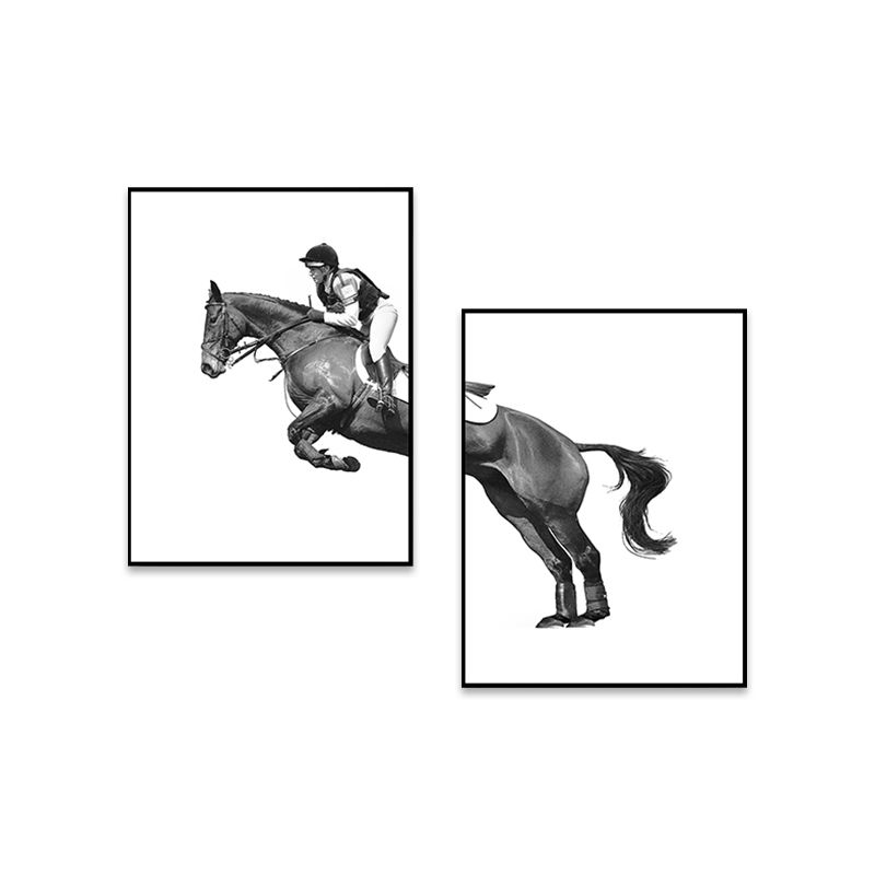Horseback Riding Woman Canvas Textured Contemporary House Interior Wall Art Decor