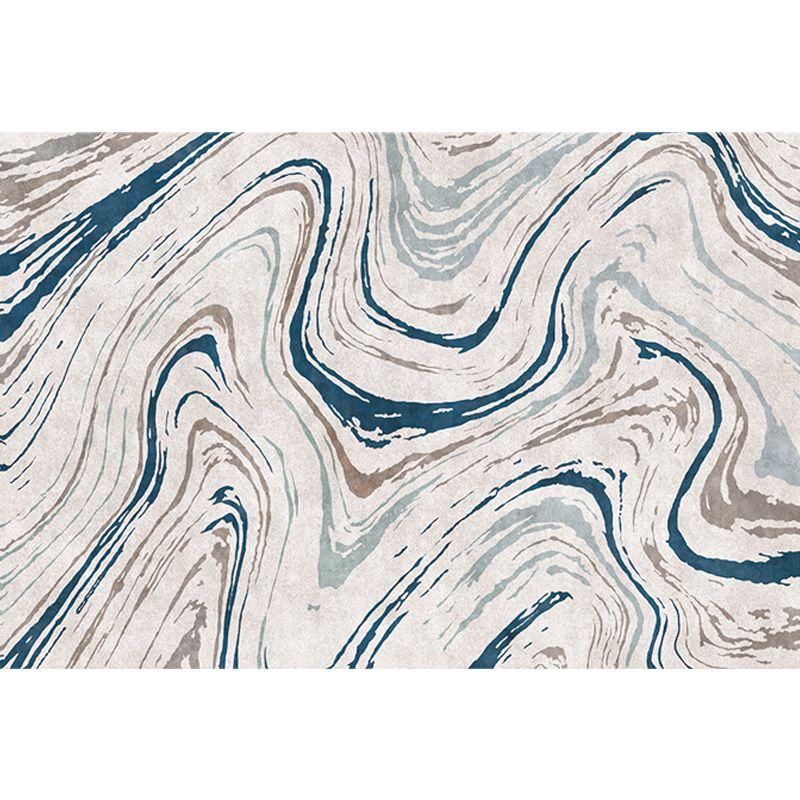 Stylish Modernism Rug Multicolor Watercolor and Swirl Striped Pattern Rug Pet Friendly Anti-Slip Washable Area Rug for Decoration
