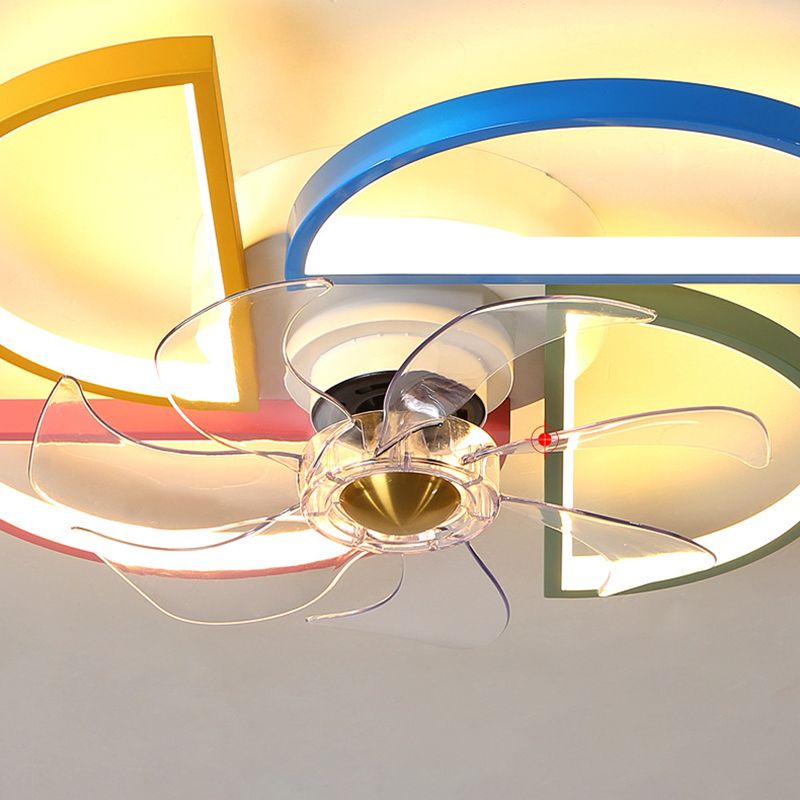 Luminaire de ventilateur de plafond à LED de style macaron
