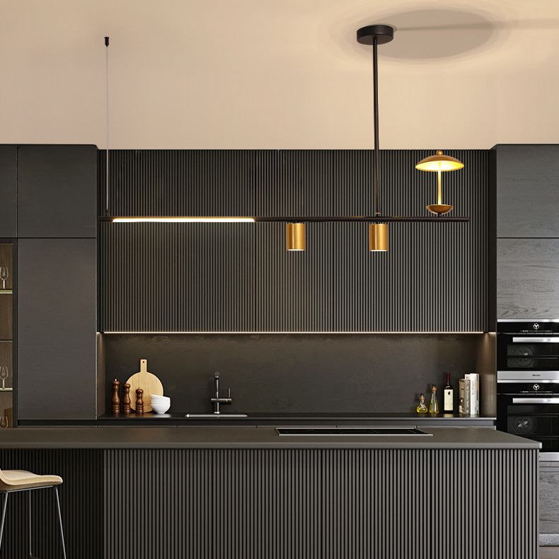 Modernism 4-Light Ceiling Light Metallic Kitchen Island Lighting for Dining Room
