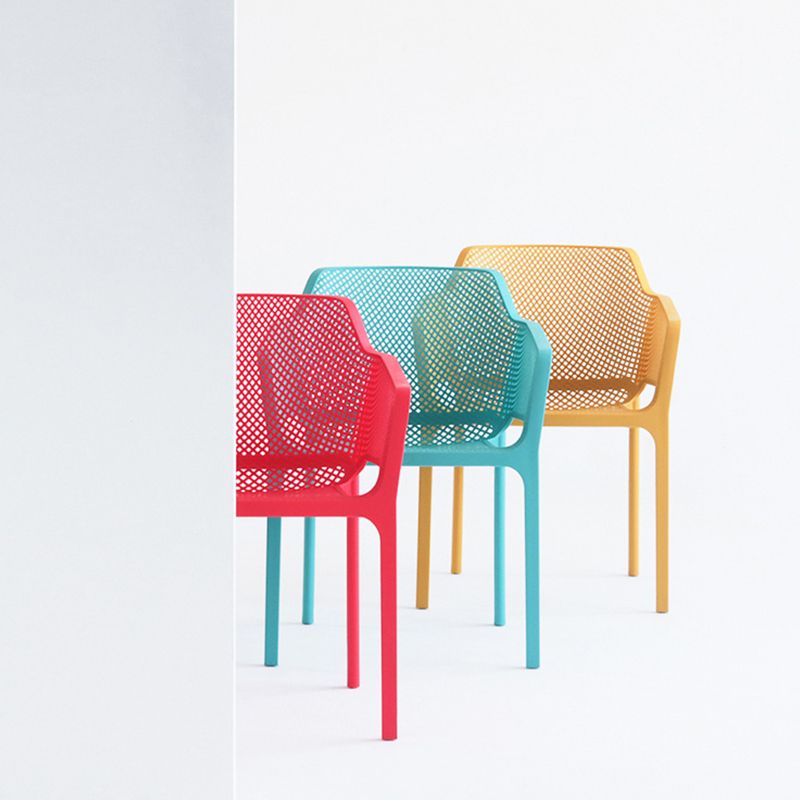 Plastic Stacking Dining Armchair Glam Indoor-Outdoor Dining Room Chair