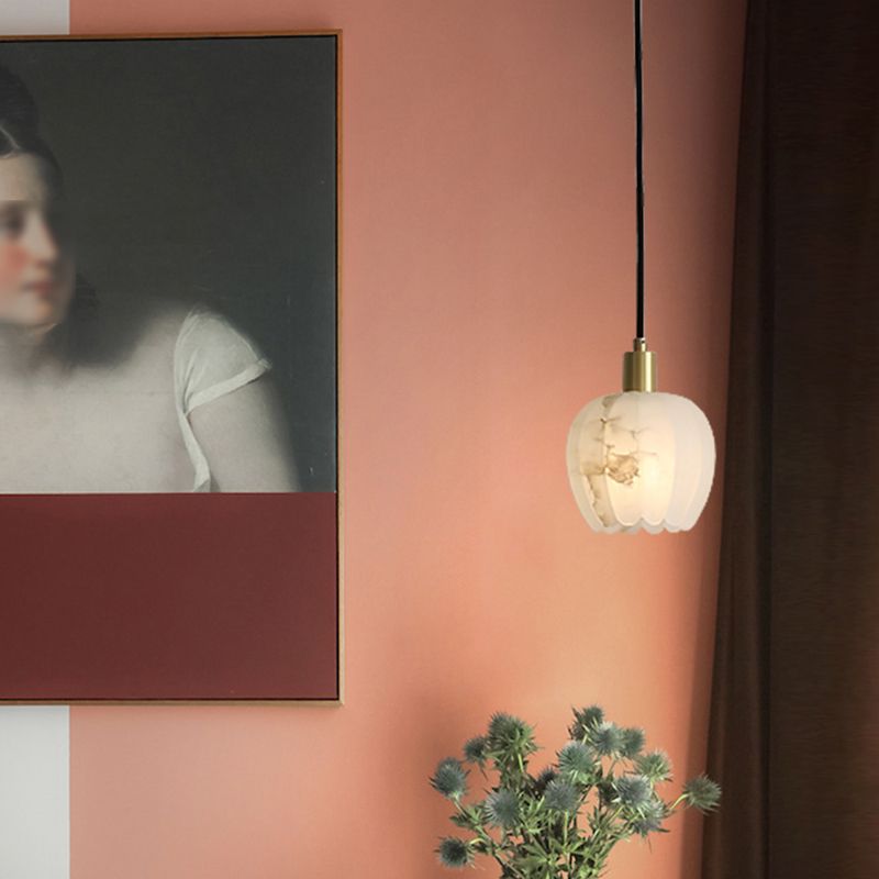 Minimaliste de style tambour grappe pendentif lumineuse, plafonnier multi-pendentif en marbre