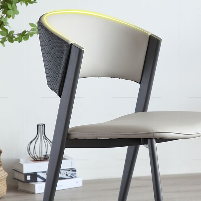 Dining Room Upholstered Chair Home Open Back Faux Leather Dining Chair