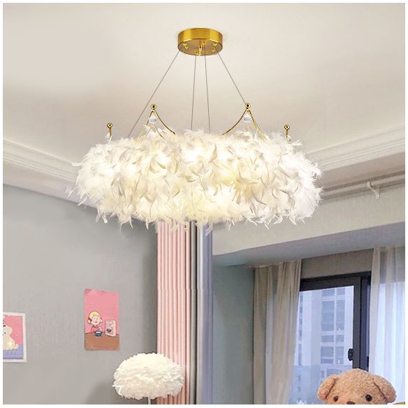 Lampade per lampadari a corona Lampada lampada bianca moderna a testa multipla con tonalità di piuma