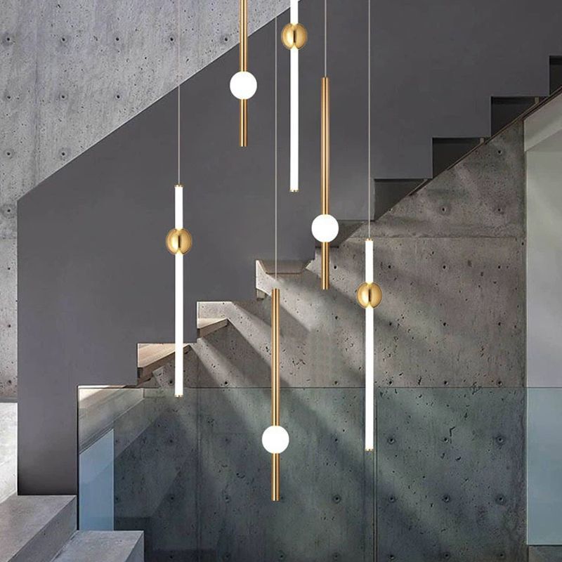 1 Licht hängende helle moderne Stil linearer Formglasanhängerlampe in Weiß