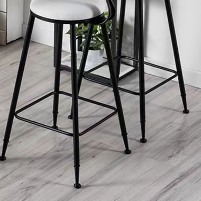 Round Upholstered Dining Stools Low Back Bar Stools with Footrest