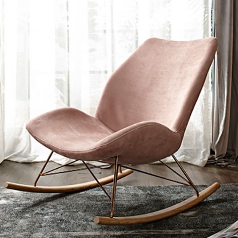 Contemporary Accent Room Chair in Pink/Grey with Solid Wood Base