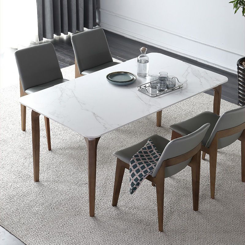 Contemporary Sintered Stone Rectangle Table Set 1/4/5 Pieces Dining Set