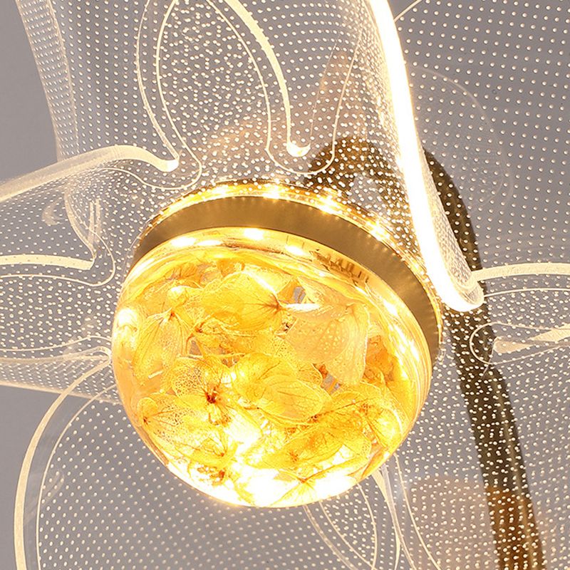 Contemporary Wall Sconce Flower Wall Light Fixture with Acrylic and Metal for Bedroom