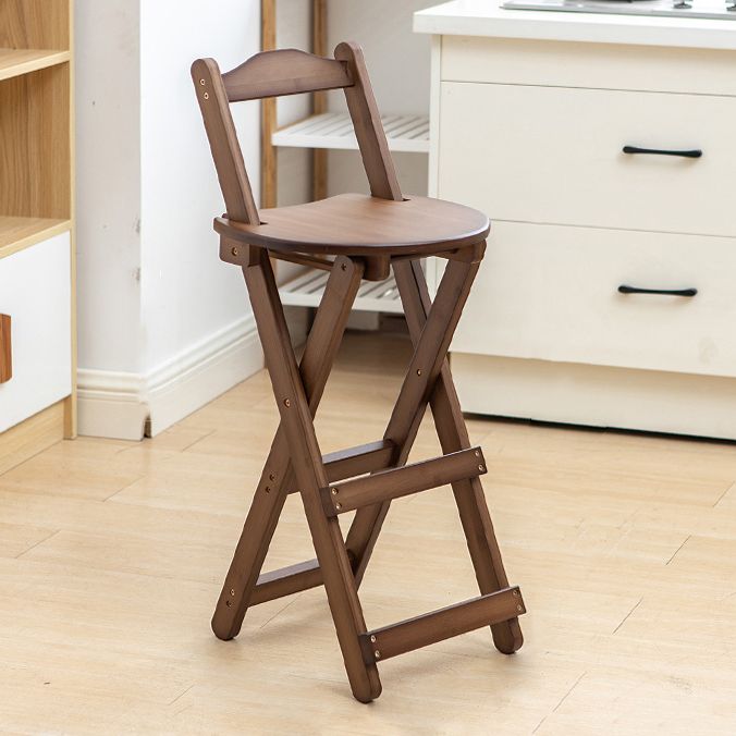 Modern Folding Armless Counter Stool Wood Living Room Bar Stool with Footrest
