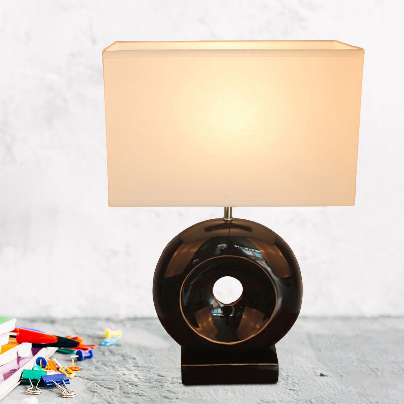 Resin zilver/zwarte tafel lichtcirkel 1 bol overgangs nachtkastje licht met rechthoek/trommelstoffabricages