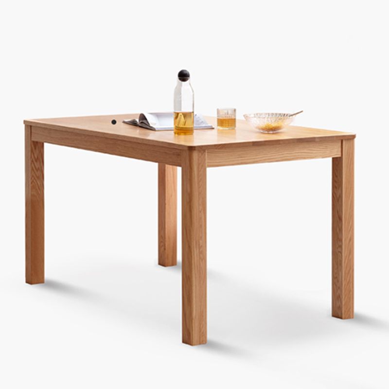 Table à manger en bois massif en chêne rectangle avec 4 jambes pour restaurant