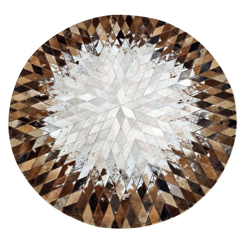 Simplicity Geometric Pattern Rug Retro Carpet Anti-Slip Cowhide Patchwork Carpet for Home Decor