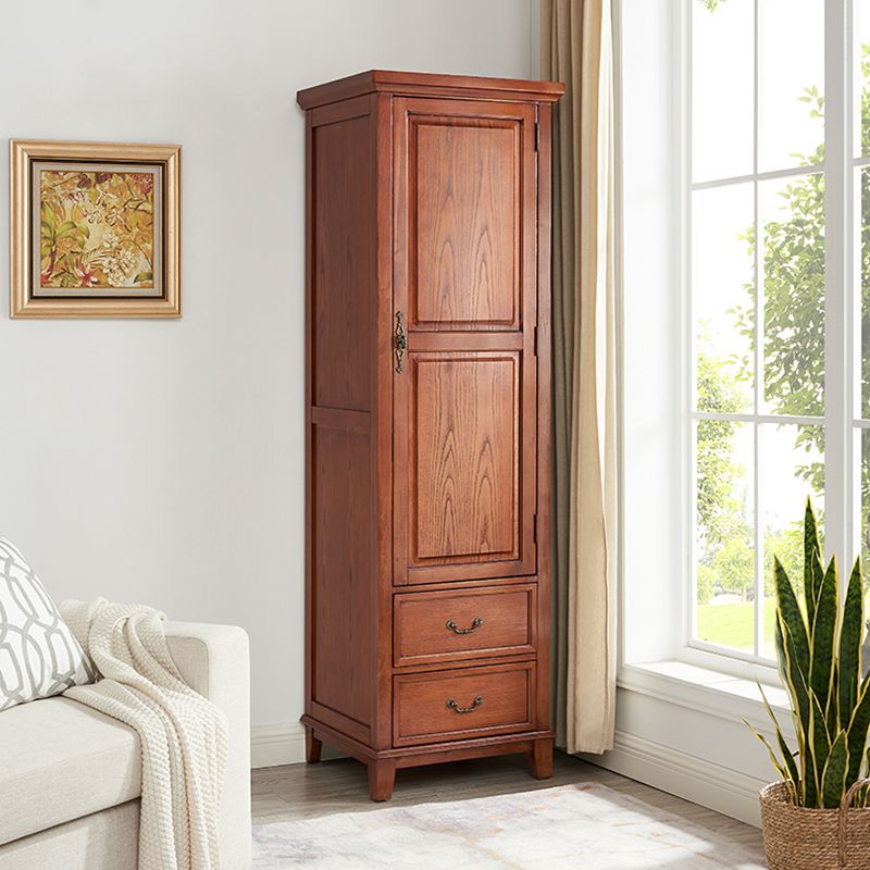 Traditional Rubberwood Armoire for Home Matte Finish Cabinet with Hinged Door