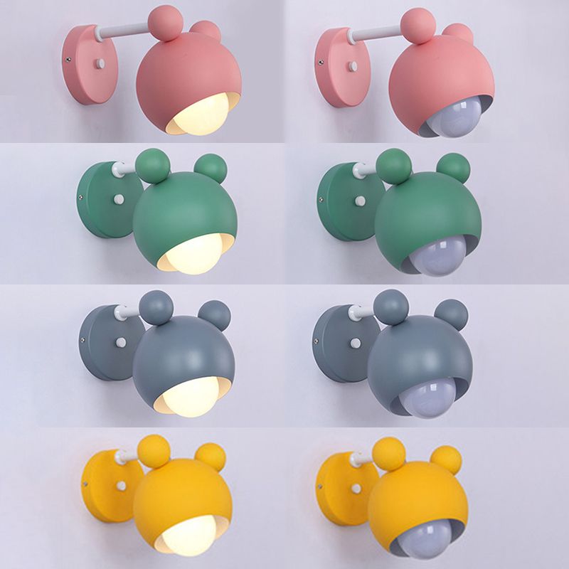 1 Light Metal Wall Mounted Light Fixture Modern Cartoon Bedroom Flush Mount Wall Sconce