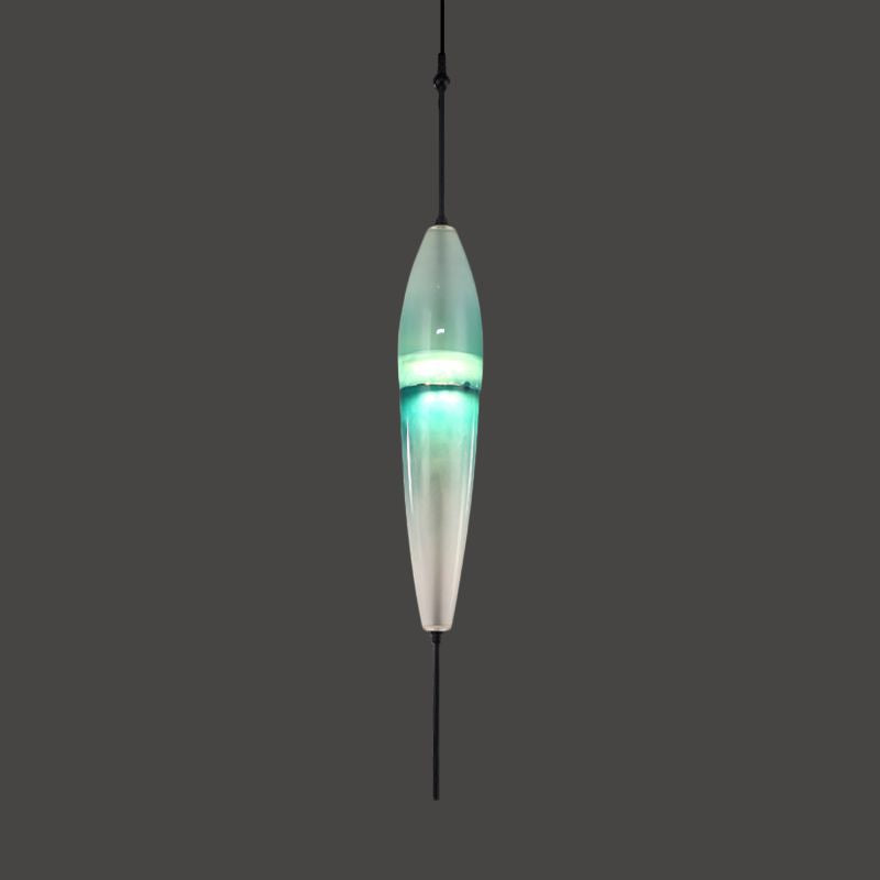 Blue Teardrop/Drum/Cylinder Pendant Lighting Modern 1 Light Glass Hanging Ceiling Lamp in White/Warm Light
