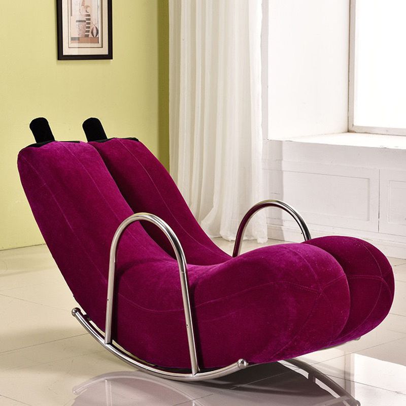 Contemporary Rocker Chair Fabric With Gray Frame Rocking Accent Chair