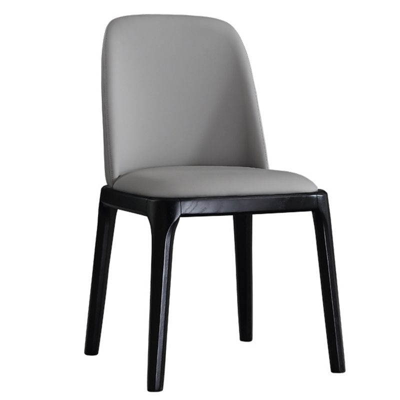 Leather Industrial Restaurant Side Chair Parsons Gray Dining Chair with Black Legs