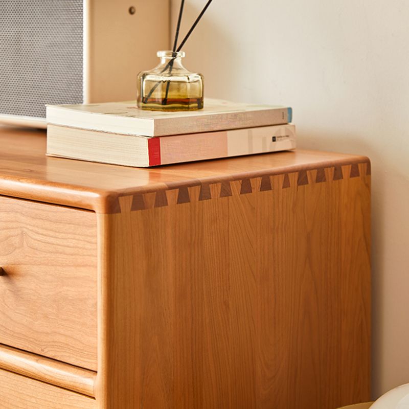 Contemporary Pine Wood Accent Chest 39" Tall Side Cabinet with 5 Drawers