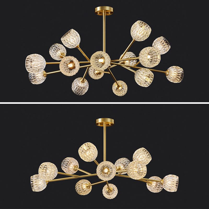 Alcance completo de la iluminación de cristal de cobre Candelera molecular de estilo moderno para sala de estar