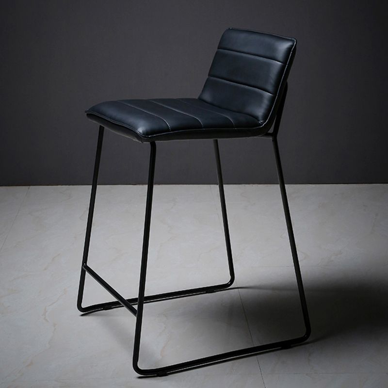 Scandinavian Black Iron Base Barstool Fabric and Faux Leather Bar Stools