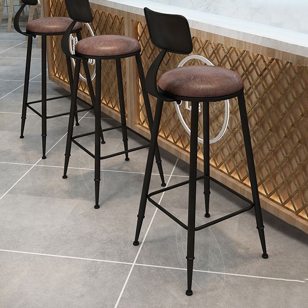 Industrial Style Bar Stool Wooden Counter Bar Stool with Metal Legs for Home