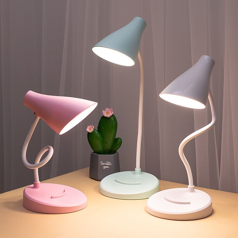 Conical LED Study Light Macaron Plastic Kids Room Touch Control Table Light