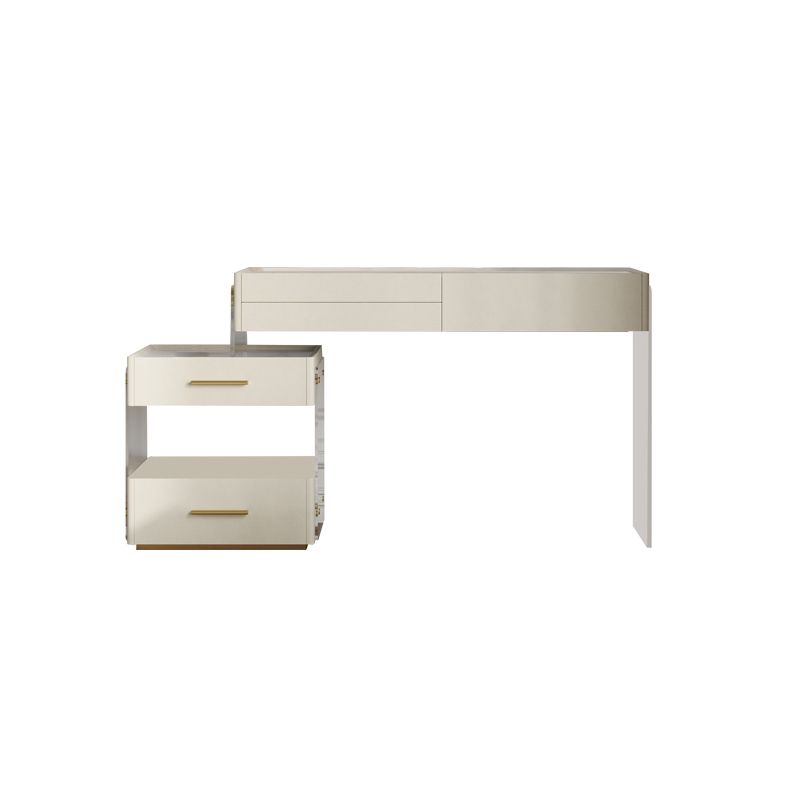 Glam Slate Top Dressing Table Stool Set Solid Wood Makeup Counter