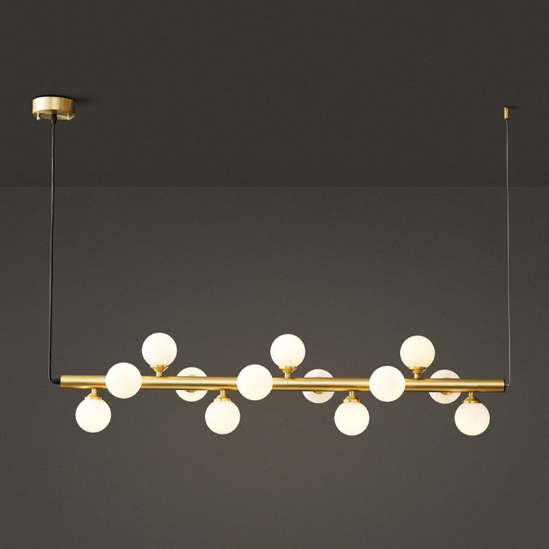 13 Lights Linear Island Pendant Modern Glass Island Light Fixture
