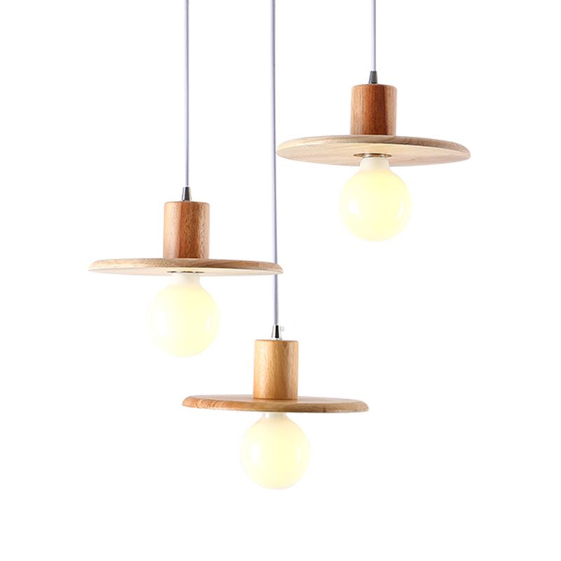 Dekselvormig hangend licht modern houten 3 bollen eetkamer multi -light kroonluchter