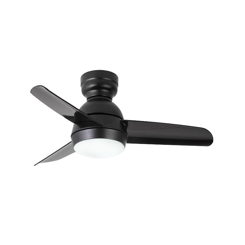 LED Round Pendant Fan Lighting Modern White/Black/Pink Finish Acrylic 3 Blades Semi Flush Mount Lamp with Wall/Remote Control, 33.5" Wide