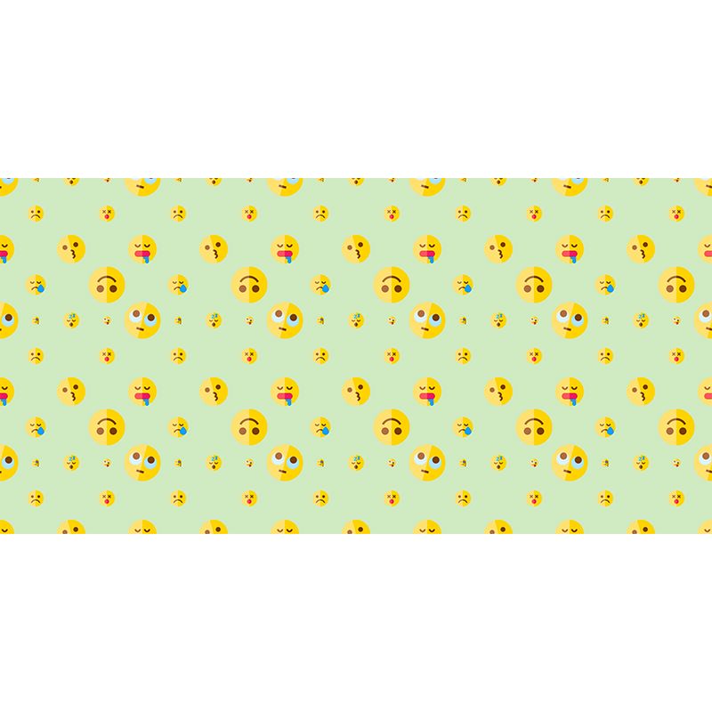Stain Resistant Mural Cartoon Emoji Illustration Living Room Wall Mural
