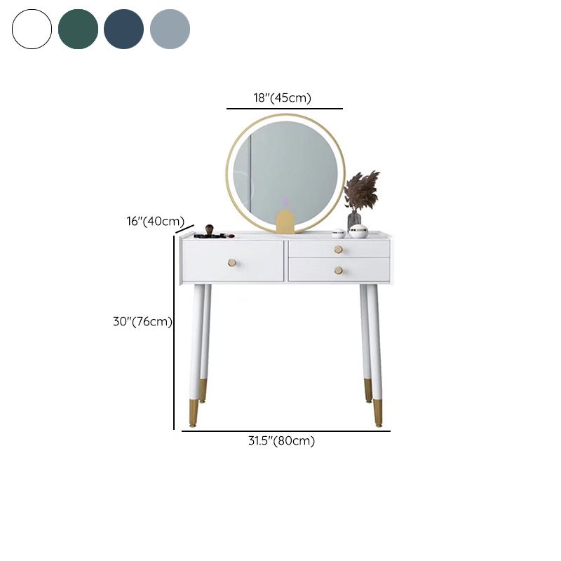 Scandinavian Lighted Mirror Makeup Vanity Desk in Wood Vanity Dressing Table Set